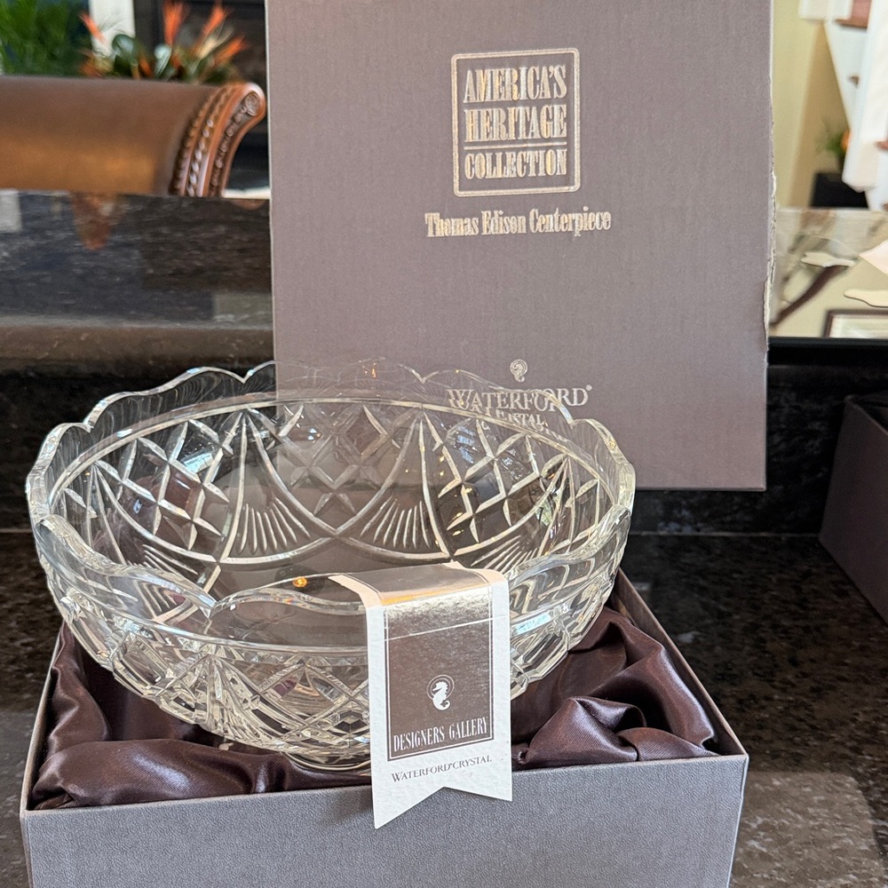 Waterford Crystal American Heritage Collection Thomas Edison Centerpiece.